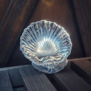Vintage Silver Plated Shell Footed Dish